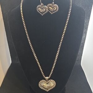 Silver Heart Necklace Set